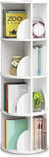 EESHHA Bücherregal Umweltfreundliches Bücherregal, hohes Eck-Bücherregal, modernes, um 360° drehbares Aufbewahrungsregal, bodenstehende Regale (weiß 39 x 128 cm)