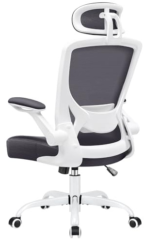 KERDOM Bürostuhl Schreibtischstuhl Ergonomisch, Chefsessel mit Verstellbarer Kopfstütze, Armlehnen, Drehstuhl Wippfunktion bis 135° Bürostuhl 150 kg Dunkelgrau