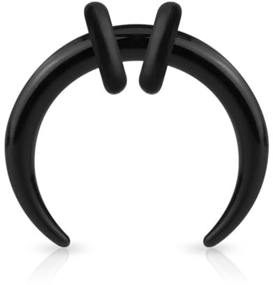 beyoutifulthings Dehn-Stab Bull Taper Buffalo Horn Acryl Schwarz O-Ringe Dehnanhänger Universal-Piercing Ohr-piercing Ohr-Schmuck 2,4-mm
