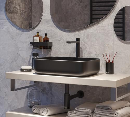 Swiss Aqua Technologies Aufsatzwaschtisch 50x39 cm, ohne Überlauf, Schwarz Matt