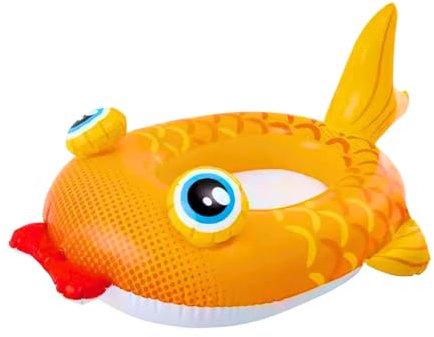ADEPTNA Kids Inflatable Swimming Pool Boat Float - Fun Water Ride-On Beach Lounger for Summer Holiday (GOLD FISH)