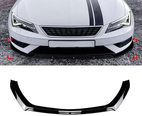 QDFGNKBAI Coche Alerón Delantero para S-Eat Leon MK3.5 2017-2019, Frontal Spoiler Labio Difusor Separador Tuning Performance Accesorios,A/Gloss Black