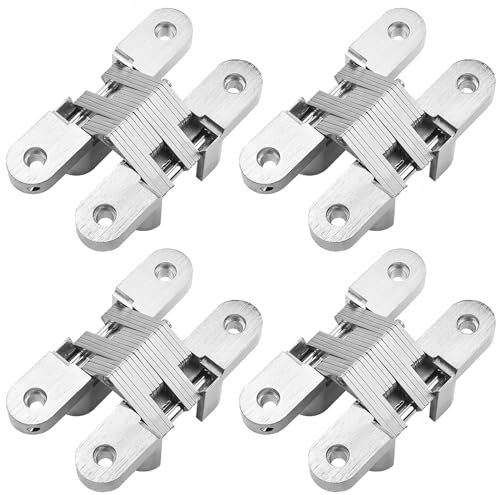 QWORK® 4 Pack Cerniera nascosta, cerniera a croce per mobili hardware pieghevole porta, 95mm, portante: 40 kg