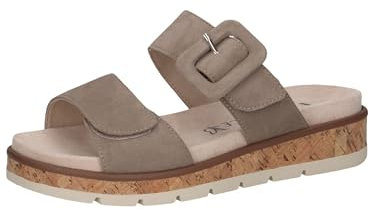 CAPRICE Damen Pantoletten aus Leder mit Schließe, Braun (Taupe Suede), 39 EU