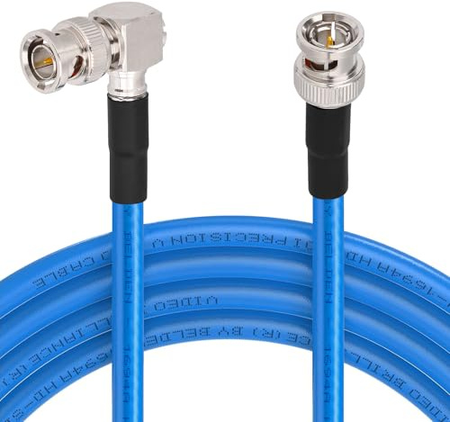 Superbat Cavo SDI 3G/6G/12G BNC 75 Ohm Maschio a Maschio Belden 1694A 1m | Doppia Schermatura, BNC Angolato Placcato Oro, 18AWG, 4K UHD/8K, 1 Pezzo, per Blackmagic, Telecamere, Convertitori, Monitor