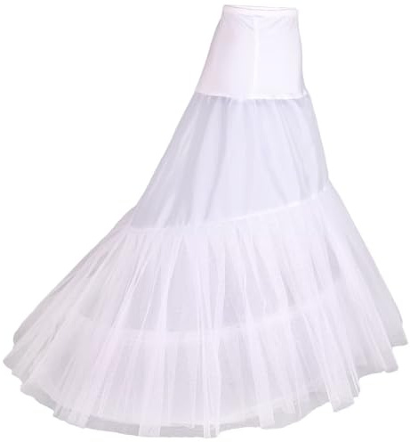 Mermaid Petticoat Wedding Hoop Petticoats Crinoline Skirt Underskirt Fishtail Underdress Shaping Full-Slips for Prom Ball Gown Wedding Bridal Dress Party Costume 2 Rings Fish Tail Slips(White,6)