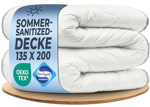 LILENO HOME Sommer Bettdecke 100x135cm | wolkenweiche Allergiker Decke | 100x135 mit Sanitized Hygiene Funktion | Oeko-Tex Klasse 1 Mikrofaser | 95 °C waschbar | Made in EU | Hotel Qualität