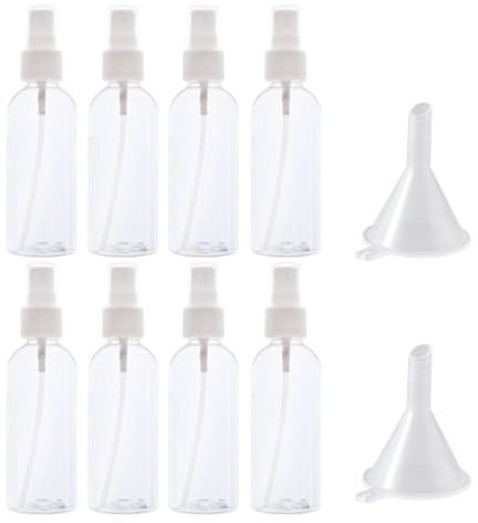 8 Botellas Pulverizadoras De 100 Ml Y 2 Embudos, Botellas Pulverizadoras Portátiles, Botellas Dispensadoras De Cosméticos, Botellas Pulverizadoras De Viaje
