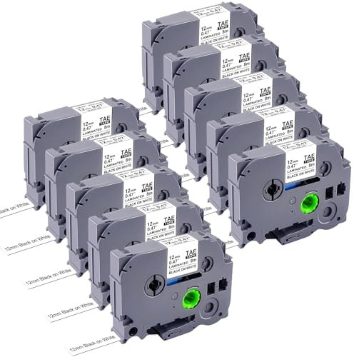 10er-Pack TZe231 Ersatz-Beschriftungsband für Brother P-Touch Beschriftungsgerät, 12mm (0,47 Zoll) laminiertes weißes Tz-Band, kompatibel mit PT-D210, PT-D200, PT-D220, PT-H100, PT-H110, PT-D600, Schw