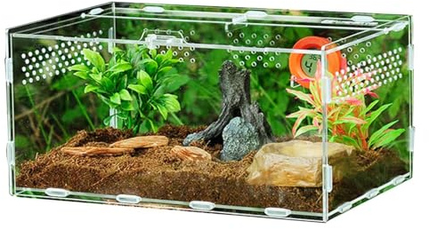 Generisch Reptilienbox, transparentes Acryl, Reptilien-Terrarium, Reptilien-Lebensraum-Zuchtbox, Insekten-Futterbox mit Lüftungsschlitzen, Anti-Flucht-Design für Schlangenschildkröten, Eidechsen