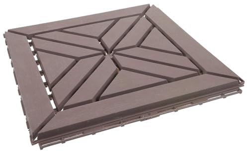 DOITOOL Outdoor Plastic Wood Flooring Tiles Interlocking Slabs for Garden Path Easy Install