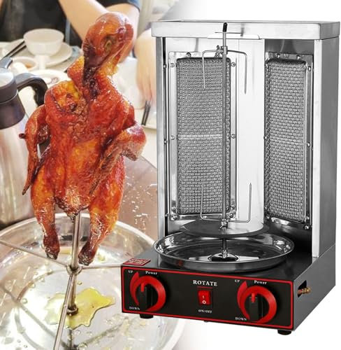 MáQuina EléCtrica Vertical Para Shawarma Con Asador: Parrilla Giratoria De 360°, MáQuina De Cocina Para Kebab De Encimera De Acero Inoxidable, Horno De Barbacoa Con Asador,110V-Black