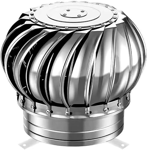 Extracteur de Fumées Rotatif Éolien, Ventilateur de Cheminée en Acier Inoxydable 304, Résistant à la Pluie et à la Rouille, Aération Efficace Sans Électricité, Pour Toit, Entrepôt (Argent,100mm)