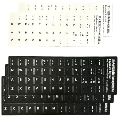5er Pack italienische Tastaturaufkleber für Standardtastaturen, italienische Aufkleber mit weißen Buchstaben für Laptoptastatur, Tastatur, 3 schwarz 2 weiß
