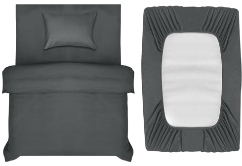 INSPIRE HOMEWARE Single Duvet Cover Set - Duvet Cover,Fitted Sheet with Pillowcase - Premium Brushed Microfiber 3 piece Single Bedding Sets - Charcoal Quilt Cover Set for All Seasons
