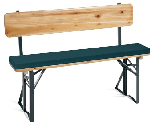 EXZFW Biertischgarnitur Auflagen, Bierbankauflagen für Sitzkissen Bierbank, UV-BestäNdig Wasserabweisend 220x25cm Bierbank Auflagen für Bierbank Festzeltgarnitur Auflage Bierbank,Green 34,110X28X3CM