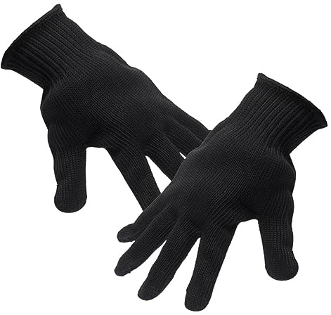 PENIKOKO Schnittfeste Küchenhandschuhe 2 Stück Paar Schutzstufe 5 Schwarz | Pe Faser und Stahl, Elastisch und Bequem, für Schneiden und Tranchieren