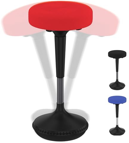 Uncaged Ergonomics Wobble Stool – Height Adjustable (23–33) Ergonomic Standing Desk Chair, Flexible Seating for Office, Classroom, and Active Sitting - Red