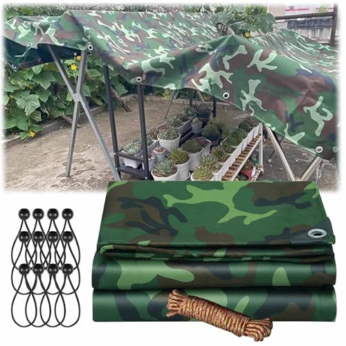Heavy Duty Tarp Thicken Waterproof Tarps with Grommets camouflage Oxford cloth Tarpaulin Multi Purpose Poly Tarp Cover 1.5x2.5 2x6 3x10 4x4.5 5x6m(2X2M)