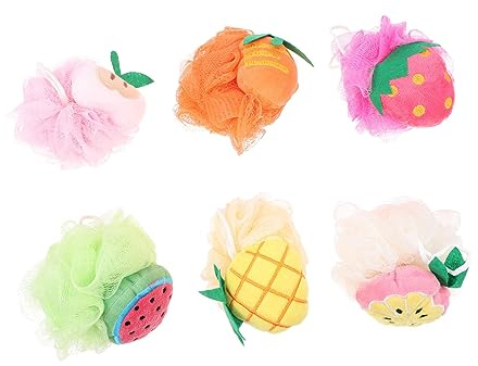 LRXIYODE Esponjas De Baño Exfoliantes De Frutas 6 Piezas Grande Para Niños Cuidado Corporal Baño Portátil