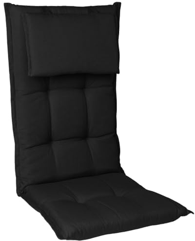 Homeoutfit24 Gartenstuhlauflagen Hochlehner, 1er Set, Schwarz