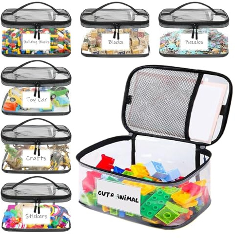 Sacchetti per giocattoli, organizer trasparente per giocattoli, riutilizzabili, impermeabili, con cerniera, per casa, soggiorno, sala giochi, asilo, aule, auto, viaggi