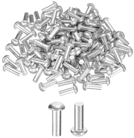 QUARKZMAN 150 Pcs Remaches De Aluminio Sólidos Con Cabeza De Brasero, Diámetro M5 X Longitud 14mm Remaches De Aluminio Con Cabeza Redonda Para Reparación De Barcos, Industria Automotriz
