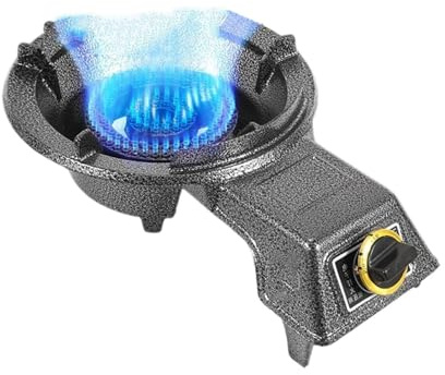 THEGA Cucina A Gas da 7 KW, Fornello A Gas A Porta Singola, Anello di Fuoco A Gas, Padella, Fornello da Campeggio, Griglia per Pentole in Ghisa, con Protezione Antispegnimento(LPG)