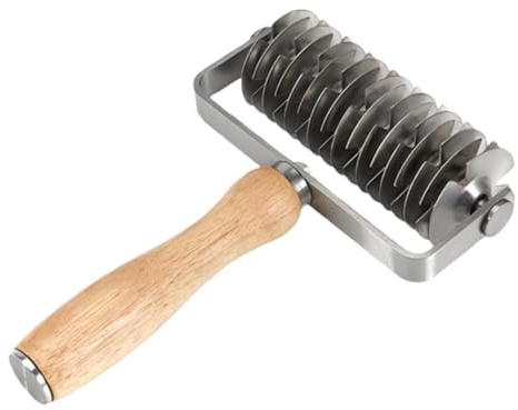 Ruota Tagliapasta Rotella Decorativa,Rotella in Acciaio Inossidabile,con Manico in Legno | per Impastare Torte Pizza Pane Decorare Cucina Forno