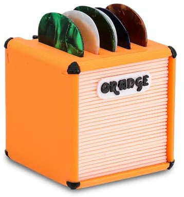LUMIREX Gitarren Plektrum Halter, Plektrum Box mit Orange Lautsprecher Design, Praktischer Plektren Aufbewahrungsbehälter, Gitarrenzubehör Geschenke für Gitarristen Musikliebhaber Gitarrenpraxis