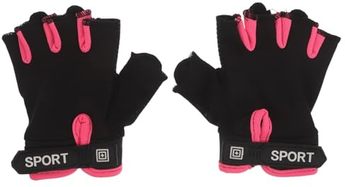 HEMOTON Guanti Sportivi a Mezze Dita Rosa Guanti da Ciclismo Traspiranti Palmo Rinforzato e Cinturino Regolabile e Attività Outdoor per Ragazzi e Ragazze