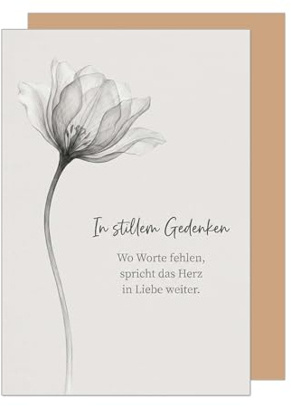 Edition Seidel Premium Trauerkarte mit Umschlag. Beileidskarte Kondolenzkarte Karte Klappkarte Spruch In stillem Gedenken Anteilnahme Mitgefühl Trost Hoffnung Kraft Liebe (T1290 SW026)