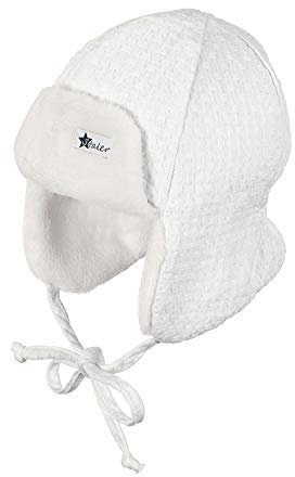 Sterntaler - Mädchen Wintermütze Fliegermütze gefüttert gemusterter Stoff, Ecru - 4601850, Größe 47