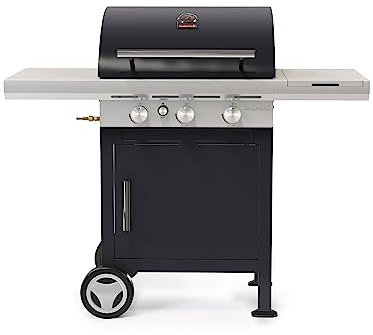 Barbecook Spring 3112 Barbecue a gas con armadietto, barbecue a gas con piastra, barbecue a gas con 3 bruciatori, 133 x 57 x 115 cm