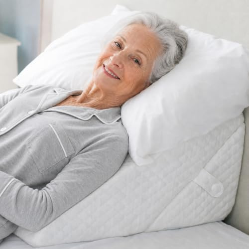 Wedge Pillow for Sleep Apnea, 12 Inch Adjustable Height Bed Wedge Pillow for Headboard, Gerd, Acid Reflux Relief, Snoring, and Post Surgery Recovery. Bed Pillow for Sitting Up in Bed