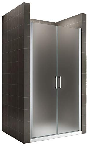 i-flair Duschtür LARA 83x195 cm Verstellbereich von 83-86 cm, Höhe: 195 cm, Duschabtrennung aus 6 mm satiniertem ESG Sicherheitsglas mit Nanobeschichtung und Edelstahlgriffen – NF