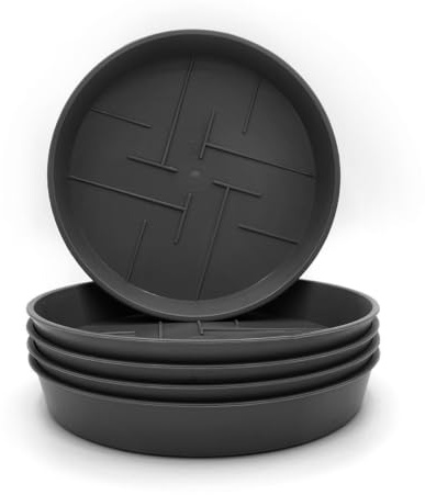 Plastard 5er Set Blumentopf-Untersetzer Ø 21 cm Rund Kunststoff Anthrazit | UV-, witterungs- und frostbeständig,ideal für innen & außen, passend für Pflanzkübel mit 19 cm Bodendurchmesser,Anthrazit