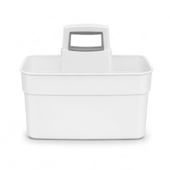 Kitchen Cleaning Caddy with Carry Handle | Multi-Purpose Storage Organiser for Cleaning Supplies, DIY Tools & Household Essentials | Holds up to 6 x 2L Bottles (White)