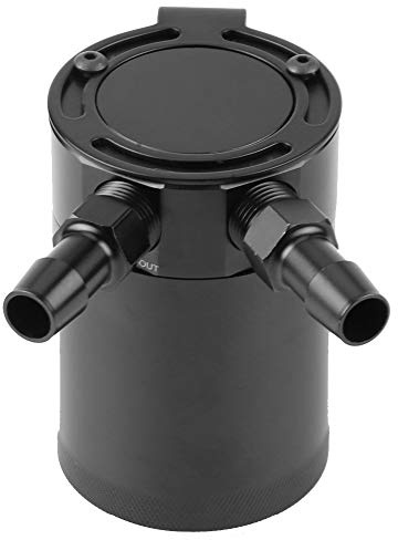 Qiilu tanica di olio, olio Catch Can Baffled, Universale Alluminio Lega Compact Baffled Oil Catch Can 2-Port Black