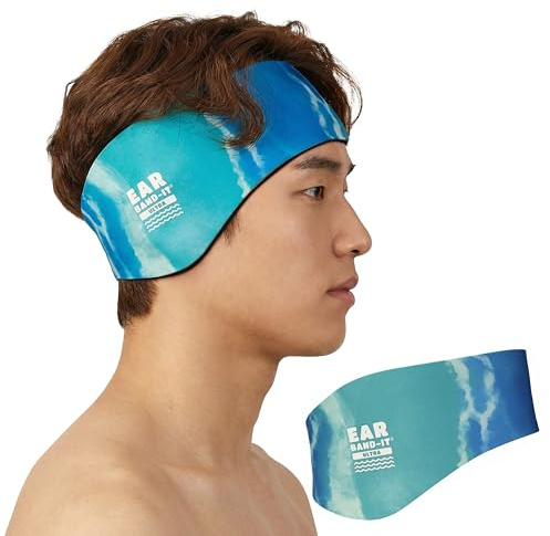 Ear Band-It Ultra Swimming Headband (Keep Water Out, Hold Earplugs in) Doctor Recommended Large (Ages 8-Adult) Tie Die Blue