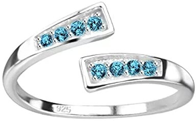 FIVE-D Ring Zehenring Zehring Zirkonia Fußschmuck 925 Sterling Silber (Hellblau-Silber)