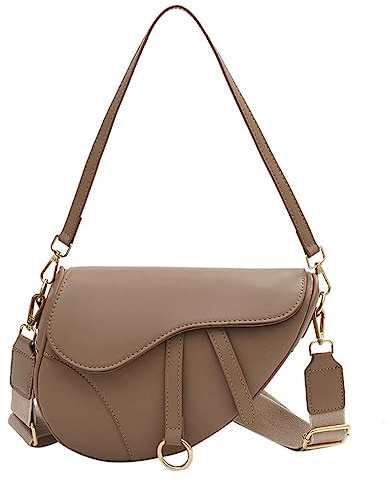 PURFANREE Damen Trendy Kleine Clutch Geldbörse Sattel Schultertasche Unterarm Handtasche Umhängetasche, khaki, Einheitsgröße