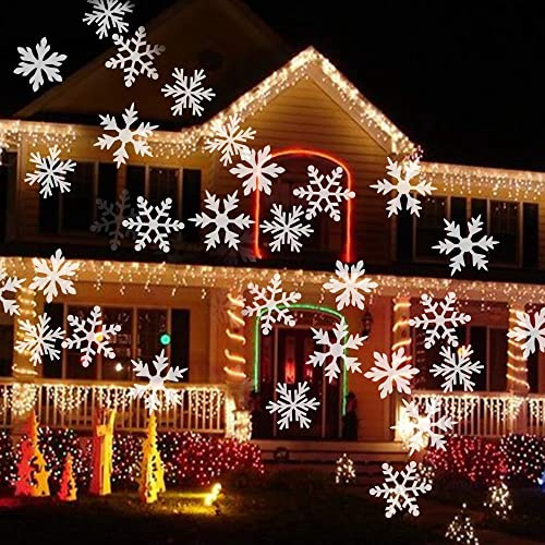 Le Projecteur Solaire De Flocon De Neige LED Imperméable De Chutes De Neige Allume La Lampe Extérieure De Paysage De Jardin Pour L'usage De Noël De Noce,Blanc