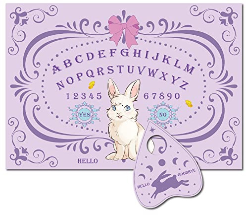 CREATCABIN Conejo Pascua Madera Espíritu Tablero Péndulo Tablero Hablar Ouija Tableros con Planchette Dowsing Juego de Adivinación Spirit Hunt Mensaje Metafísico Decoración para Wicca 11.8 x 8.3 pulga