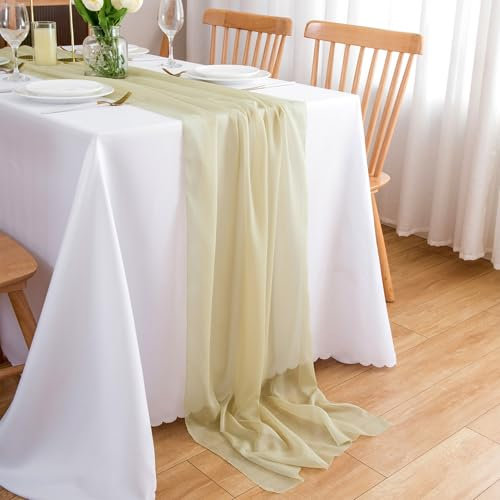 CHUQING Tischläufer Chiffon Tischläufer Hochzeit Tischdeko 70 cm x 3m Tischband für Geburtstage,Kommunion