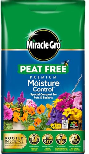 40L Peat Free Miracle Gro Moisture Control Compost, Multi-Purpose Fertilisers, Gardening Soils for Outdoor and Indoor Planting, Small to Large Plants