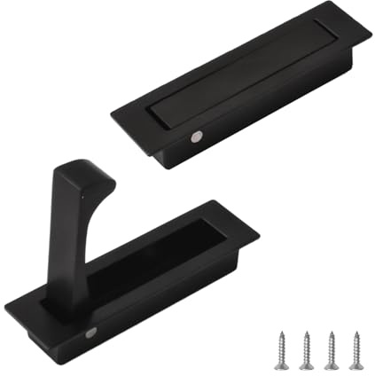 UFURMATE Tirador de puerta de montaje empotrado, 2 manijas de puerta de bolsillo de acero inoxidable 304 cepillado para puerta de bolsillo, herrajes para puerta plegable para armario, armario