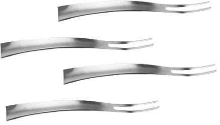 BESTonZON 4pcs Two-Tine Snacks Forks Stainless Steel Mini Fruit Forks Multi-Purpose Tableware for Outdoor Picnics Portable Kitchen Utensils for Boys and Girls