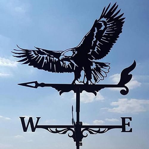 Weißkopfseeadler-Wetterfahne mit Dachmontage, Wetterhahn, Windrichtungsanzeige, Edelstahl-Wetterfahne for den Außenbereich, Bauernhof, Hof, Dach, Garten, Windfahne