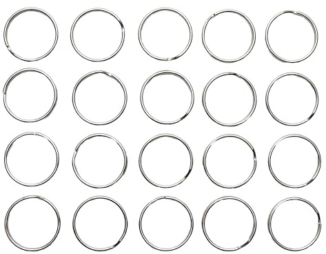 Chinchilla® Lot de 20 anneaux porte-clés Ø 30 mm | Acier C68D trempé | Clé polygonale robuste couleur argent | Dimensions : 3 x 3 x 0,29 cm | Épaisseur du matériau : Ø 1,75 mm | Fabriqué en Allemagne
